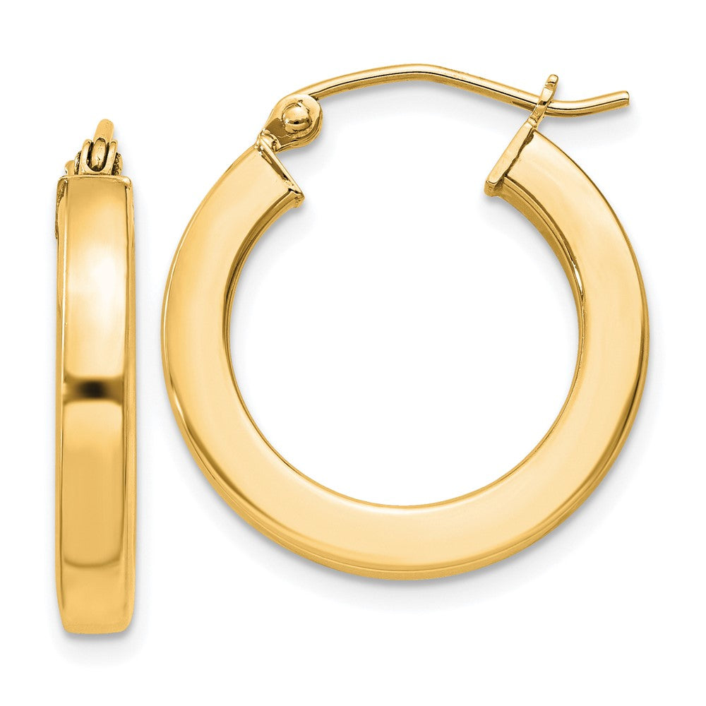 Yellow Gold-plated Sterling Silver 3x20mm Square Tube Hoop Earrings