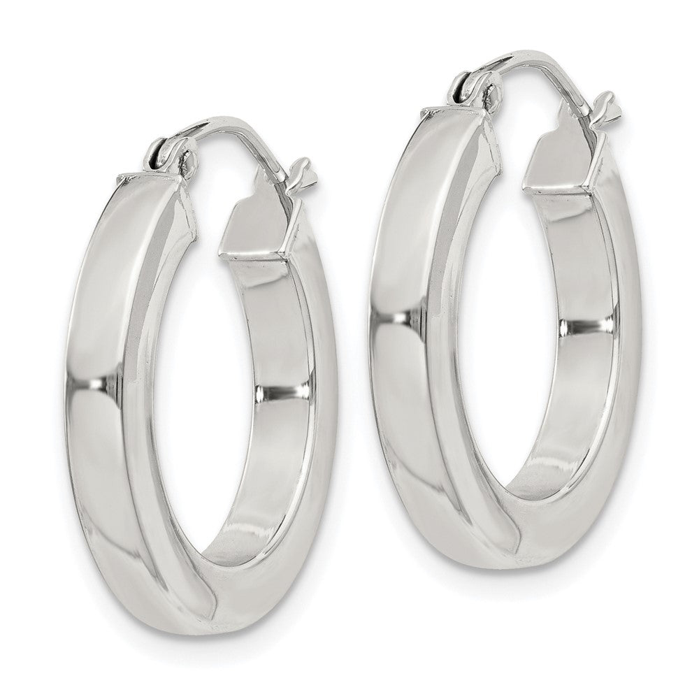 Sterling Silver 3x20mm Square Tube Hoop Earrings