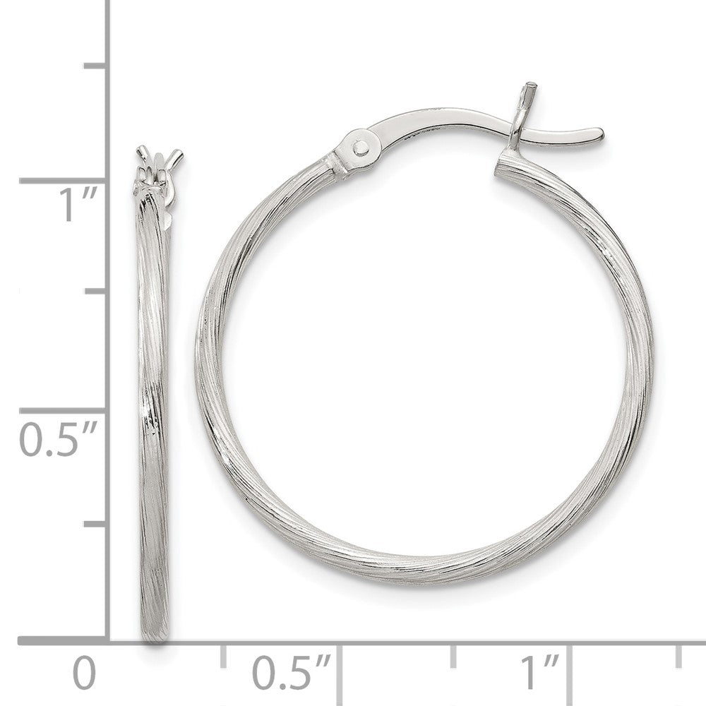 Sterling Silver Fine Twist 1.5x25mm Hoop Earrings
