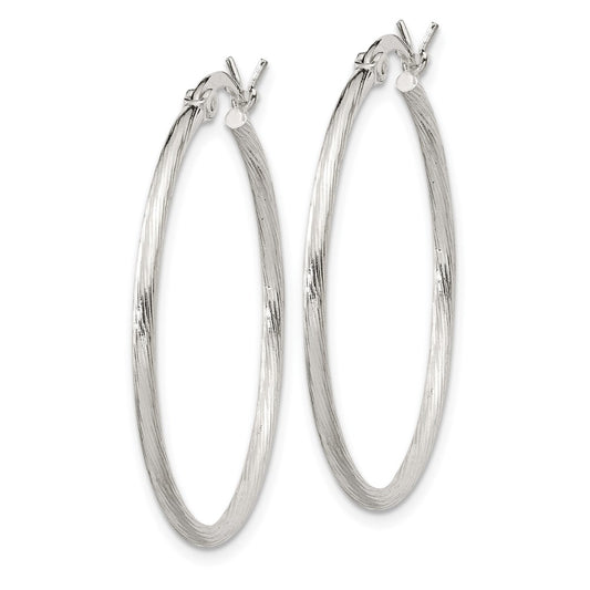 Sterling Silver Fine Twist 1.5x30mm Hoop Earrings