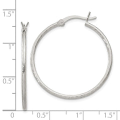 Sterling Silver Fine Twist 1.5x30mm Hoop Earrings