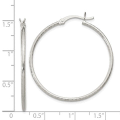 Sterling Silver Fine Twist 1.5x35mm Hoop Earrings