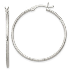 Sterling Silver Fine Twist 1.5x35mm Hoop Earrings