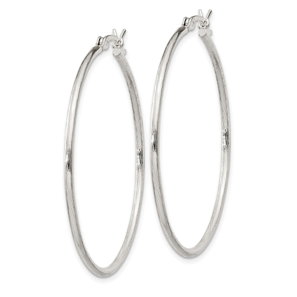 Sterling Silver Fine Twist 1.5x40mm Hoop Earrings