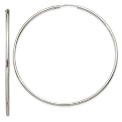 Sterling Silver 2x70mm Endless Hoop Earrings