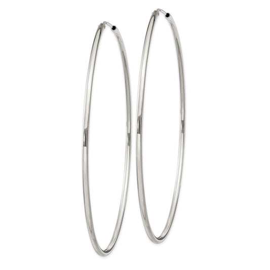 Sterling Silver 2x80mm Endless Hoop Earrings