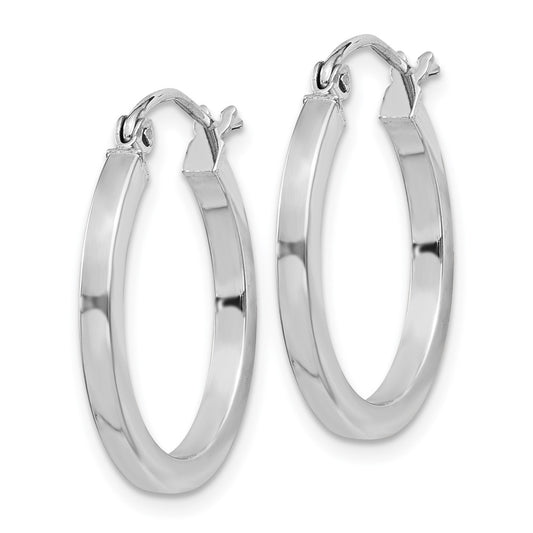 Rhodium-plated Sterling Silver 2x20mm Square Tube Hoop Earrings