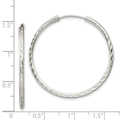 Sterling Silver Diamond-cut 2.5x35mm Endless Hoop Earrings