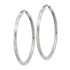 Sterling Silver Diamond-cut 2.5x35mm Endless Hoop Earrings