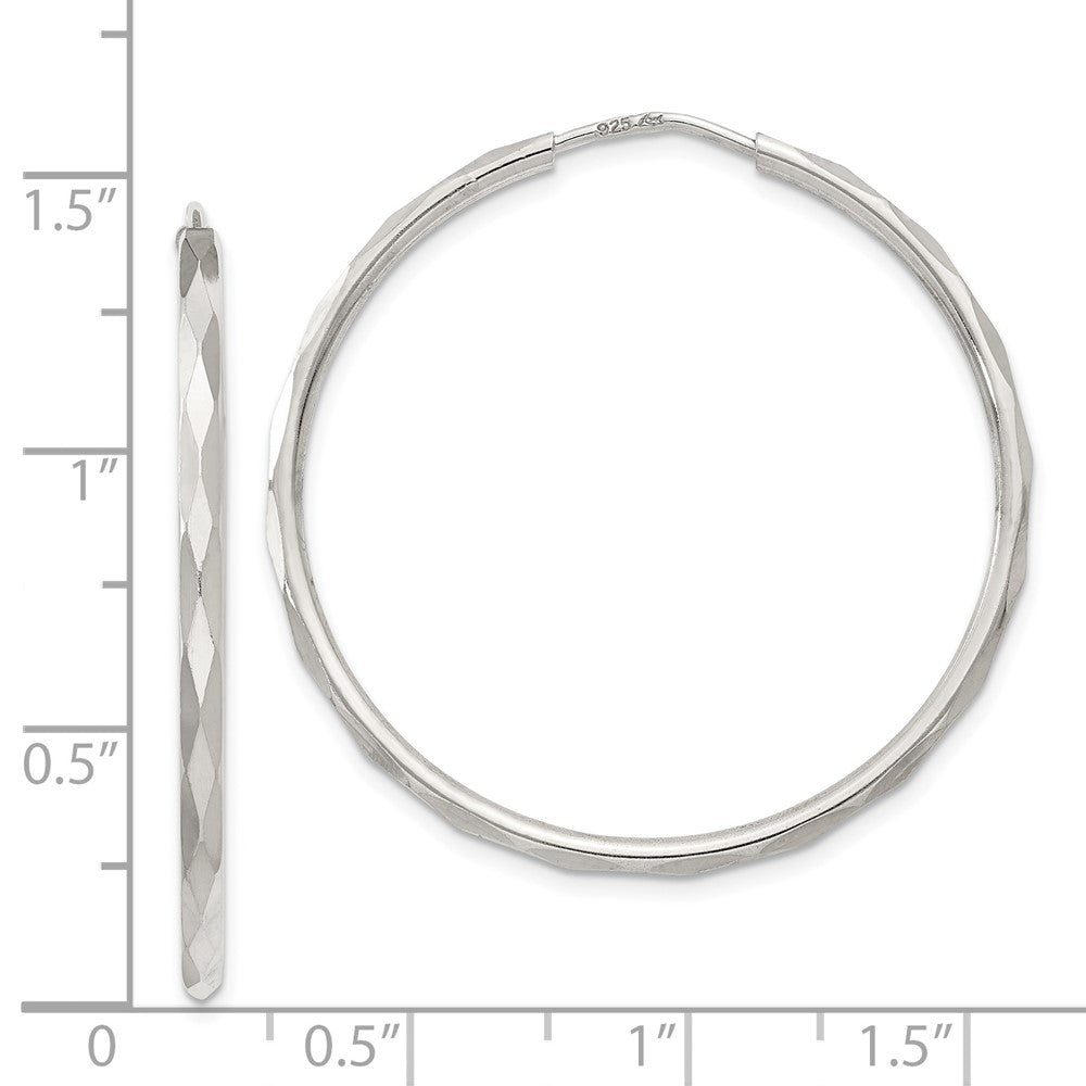 Sterling Silver Diamond-cut 2.5x35mm Endless Hoop Earrings