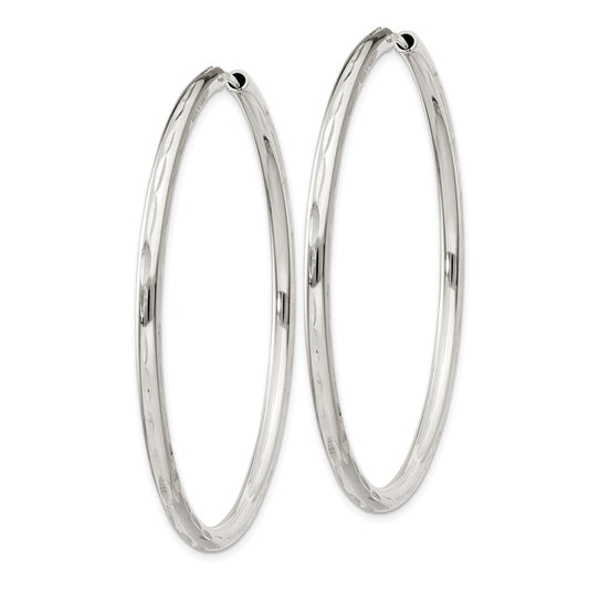 Sterling Silver Diamond-cut 2.5x50mm Endless Hoop Earrings