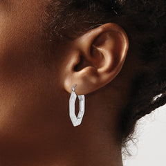 Rhodium-plated Sterling Silver Greek Key Hoop Earrings