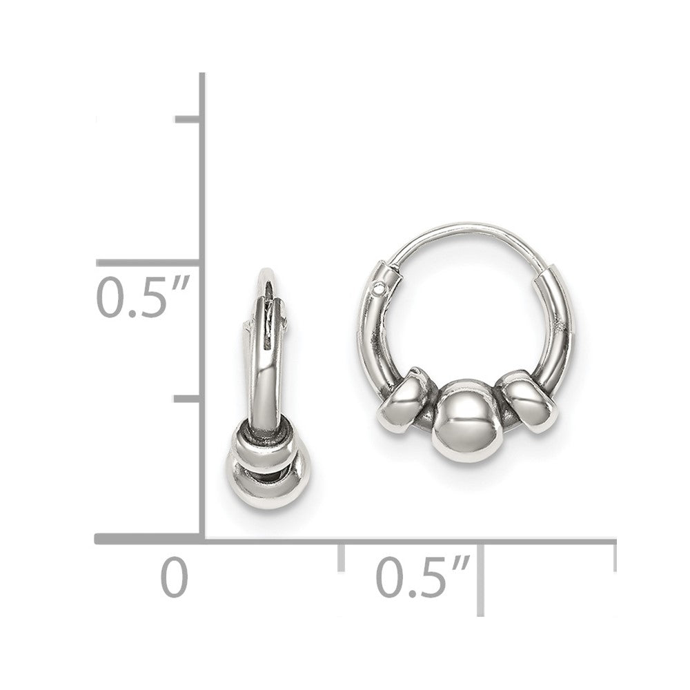 Sterling Silver Tiny Beaded Endless Hoop Earrings