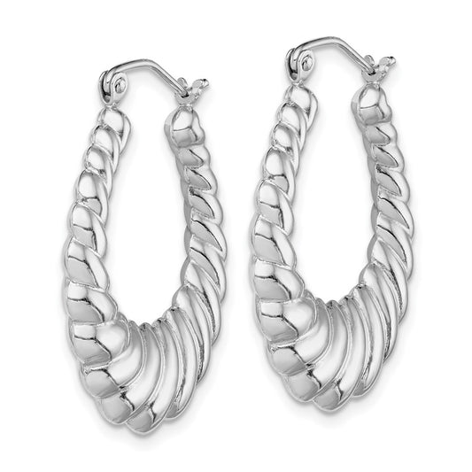 Rhodium-plated Sterling Silver Shrimp Hoop Earrings