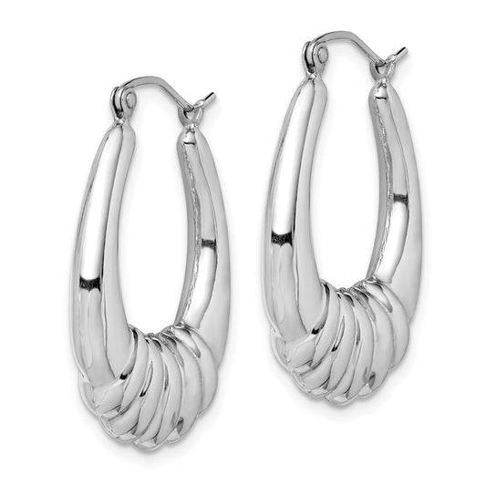 Rhodium-plated Sterling Silver Fancy Hoop Earrings