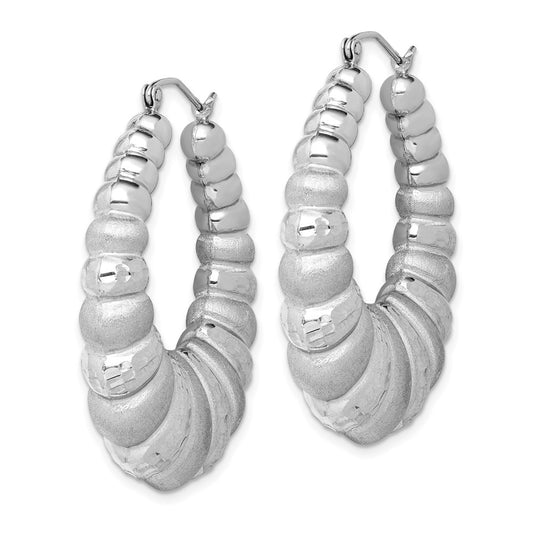 Rhodium-plated Sterling Silver Shrimp Hoop Earrings