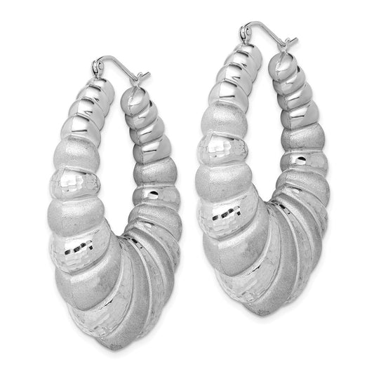 Rhodium-plated Sterling Silver Shrimp Hoop Earrings