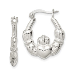 Sterling Silver Claddagh Hoop Earrings