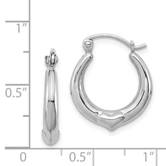 Rhodium-plated Sterling Silver Heart Hoop Earrings