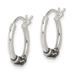 Sterling Silver Antiqued Hoop Earrings