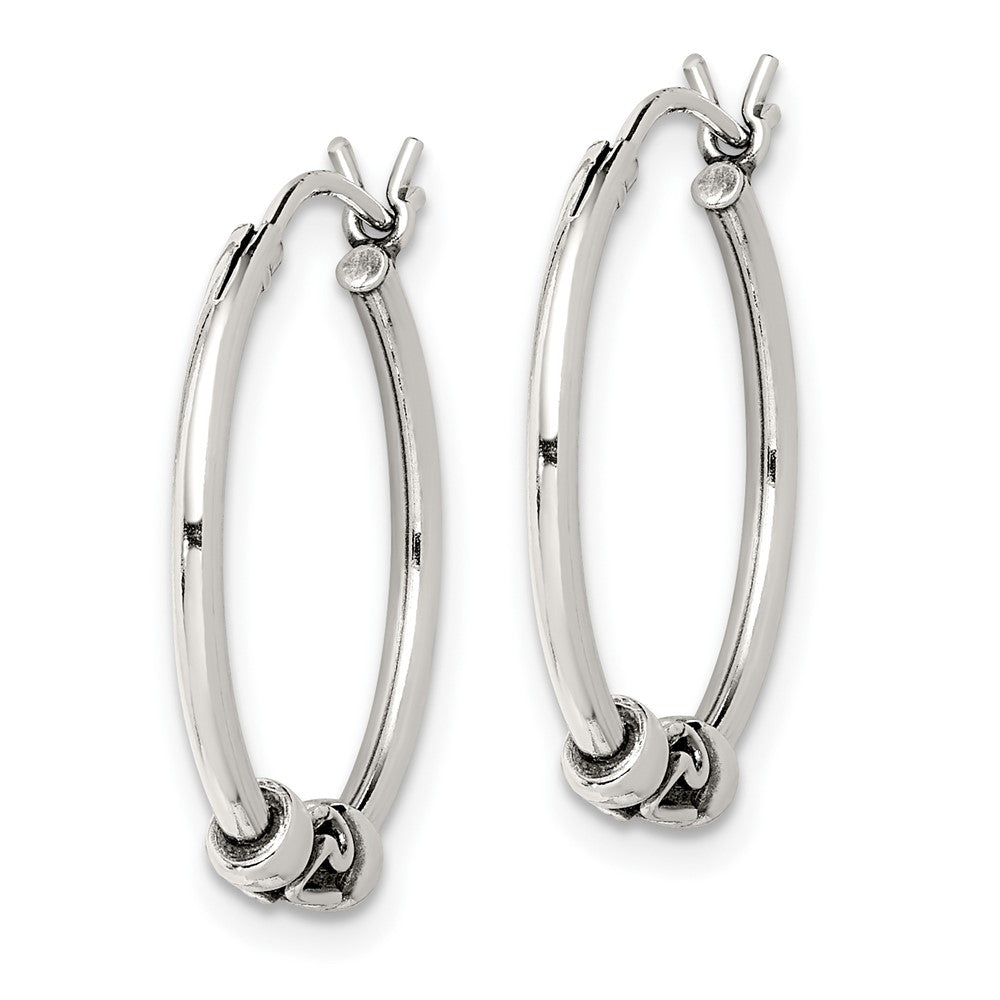 Sterling Silver Antiqued Hoop Earrings