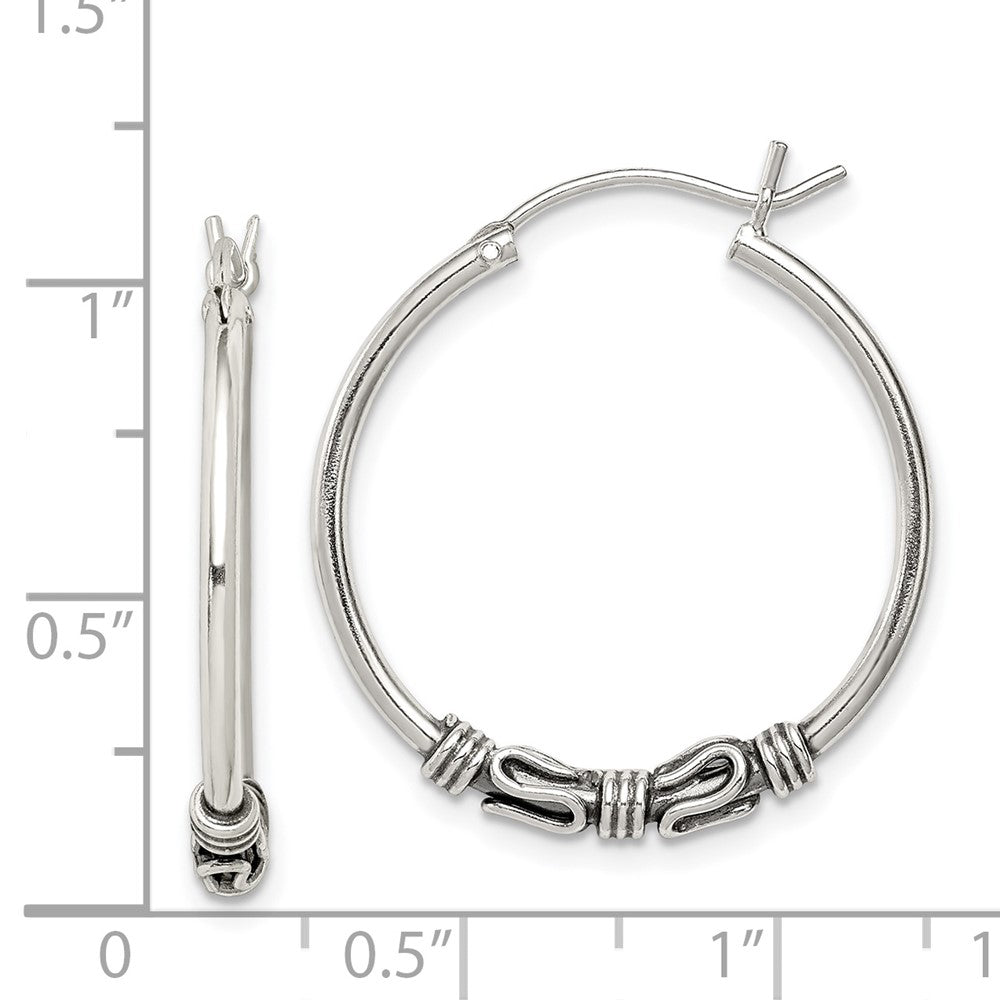 Sterling Silver Antiqued Hoop Earrings