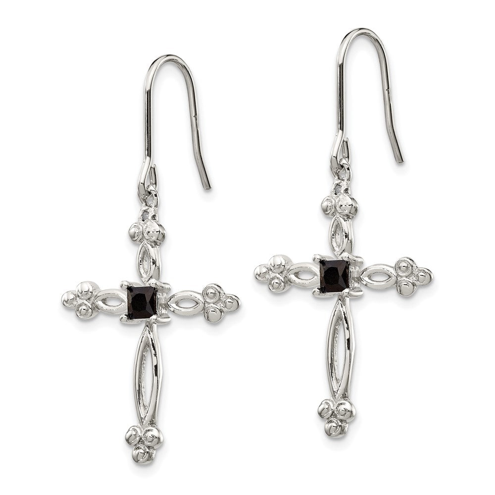 Sterling Silver Diamond Accent CZ Cross Earrings