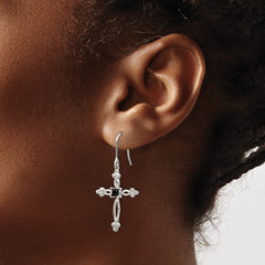 Sterling Silver Diamond Accent CZ Cross Earrings