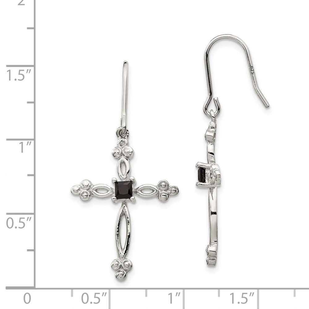 Sterling Silver Diamond Accent CZ Cross Earrings