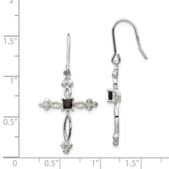 Sterling Silver Diamond Accent CZ Cross Earrings