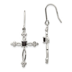 Sterling Silver Diamond Accent CZ Cross Earrings