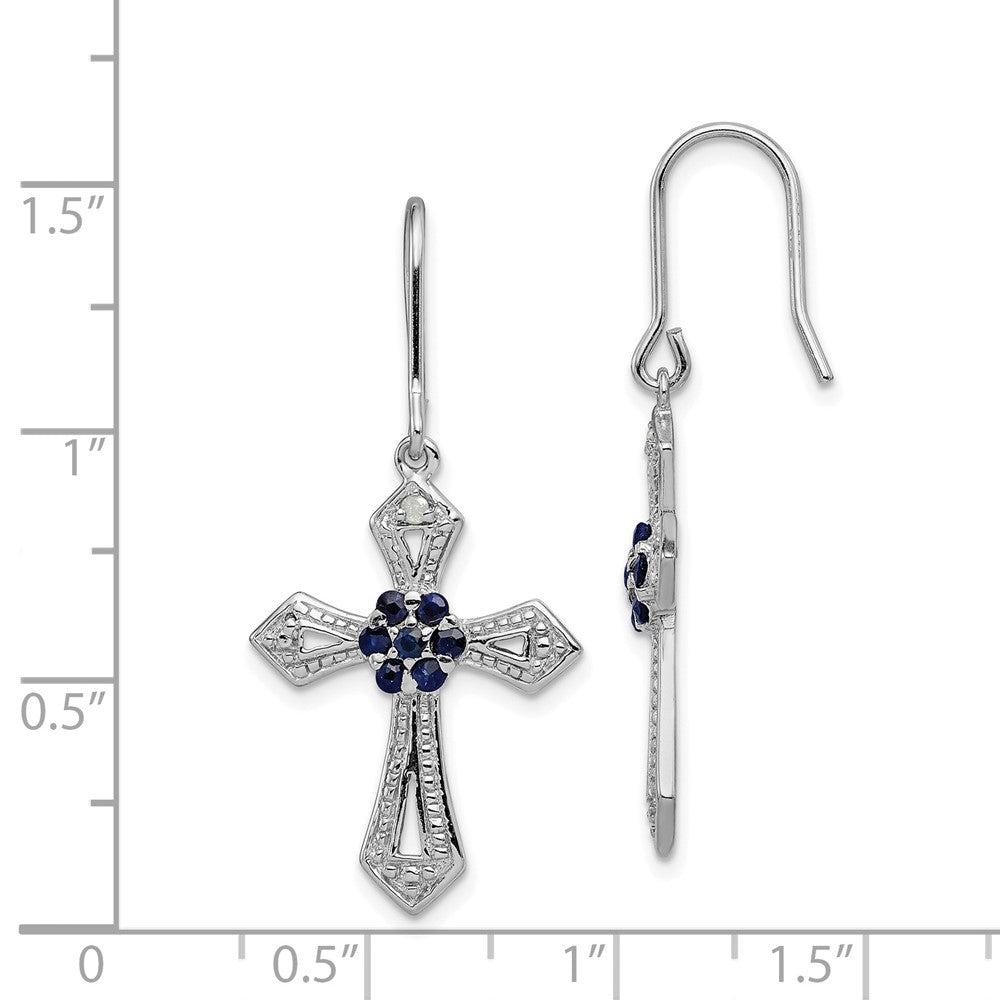 Rhodium-plated Sterling Silver Diamond Accent Cross Earrings