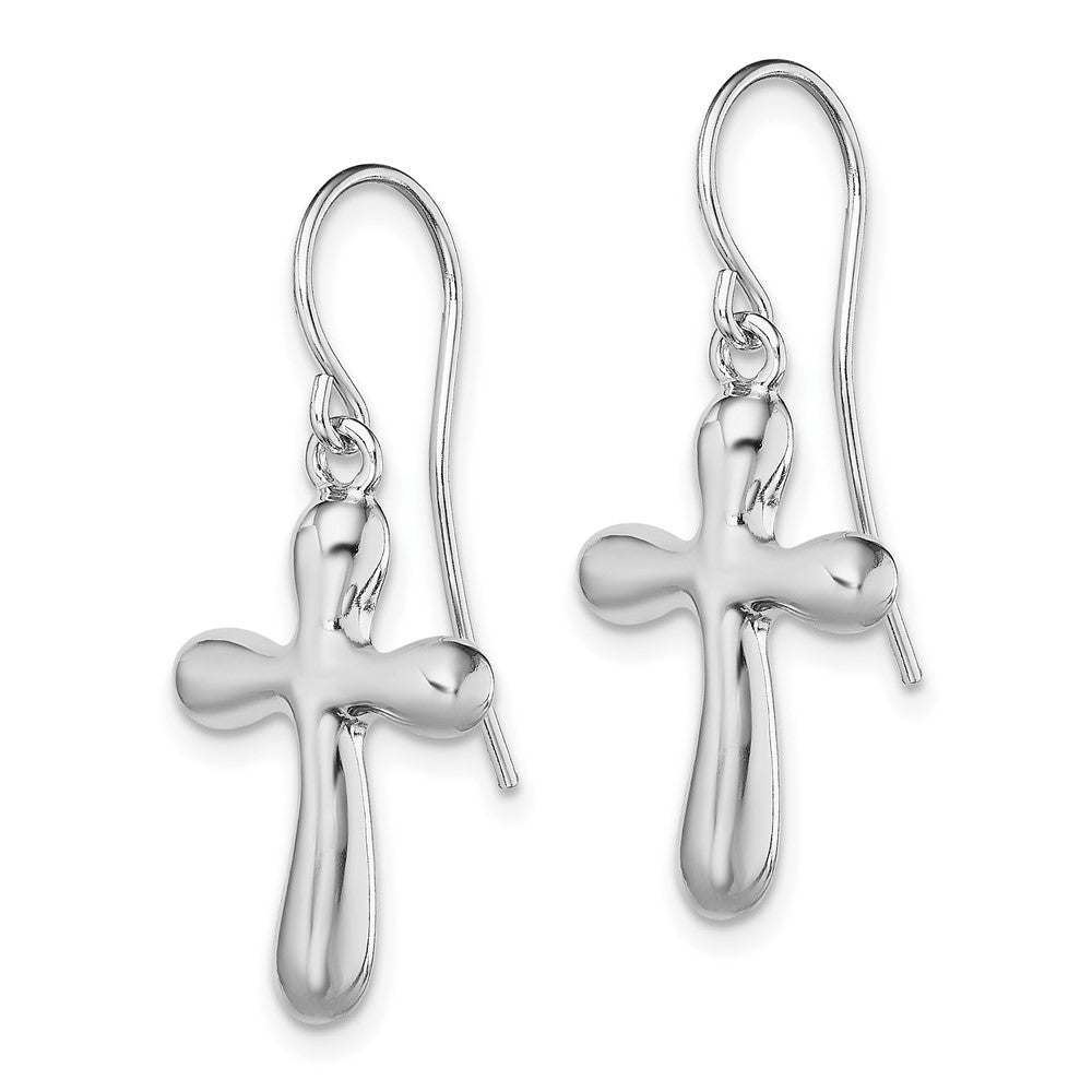 Rhodium-plated Sterling Silver Cross Earrings