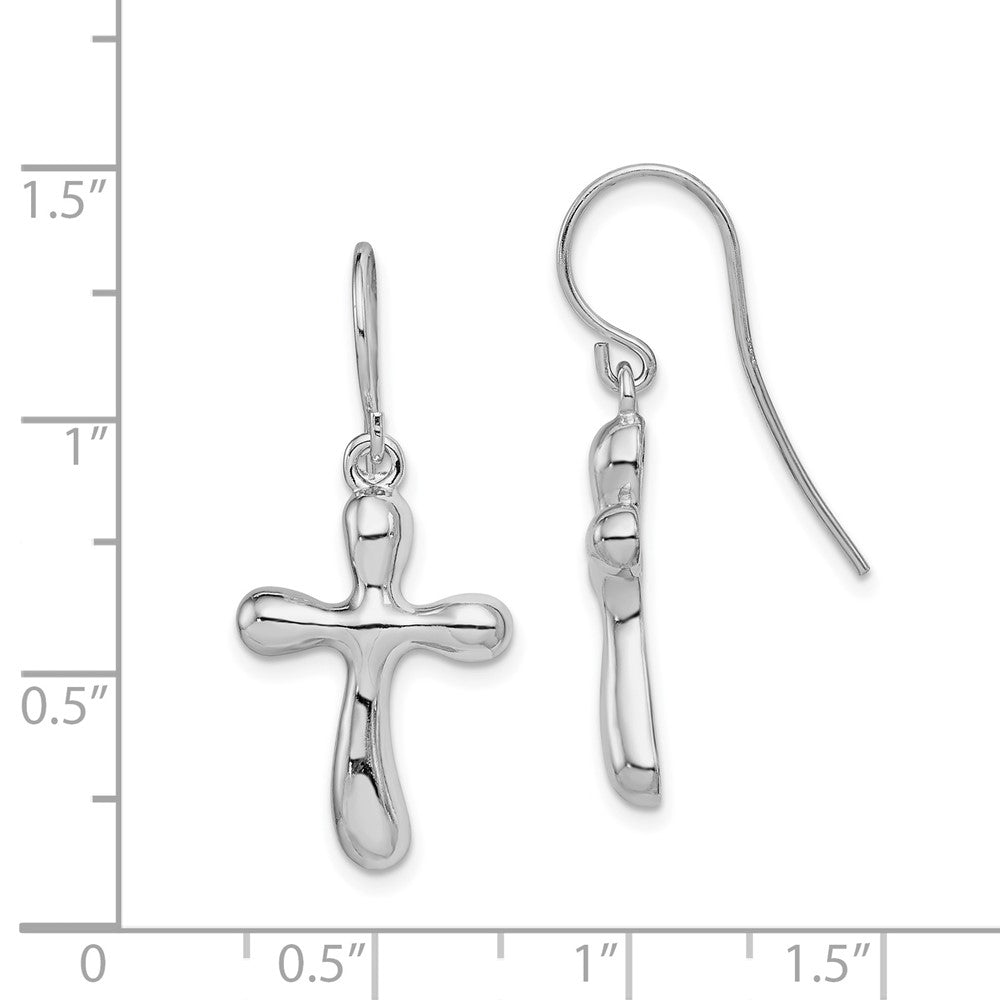 Rhodium-plated Sterling Silver Cross Earrings