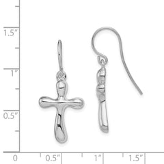 Rhodium-plated Sterling Silver Cross Earrings