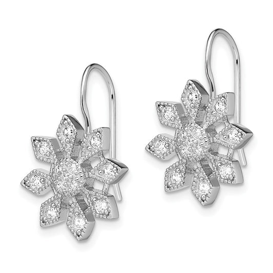 Sterling Silver CZ Snowflake Earrings