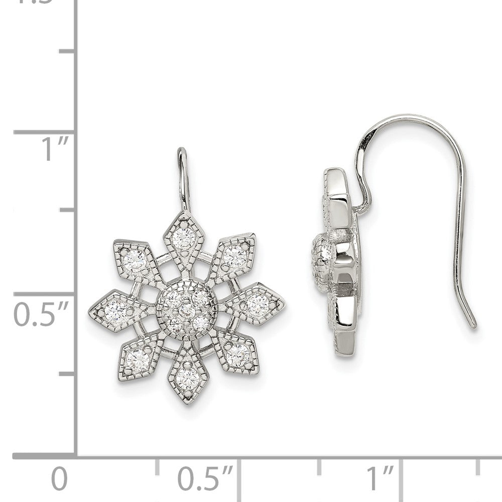 Sterling Silver CZ Snowflake Earrings