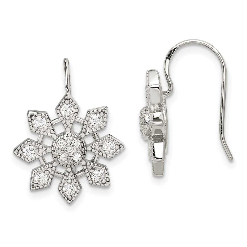 Sterling Silver CZ Snowflake Earrings