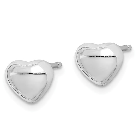 Rhodium-plated Sterling Silver Heart Post Earrings