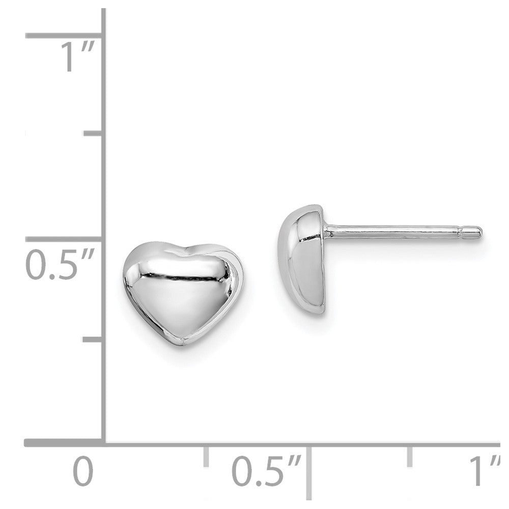 Rhodium-plated Sterling Silver Heart Post Earrings