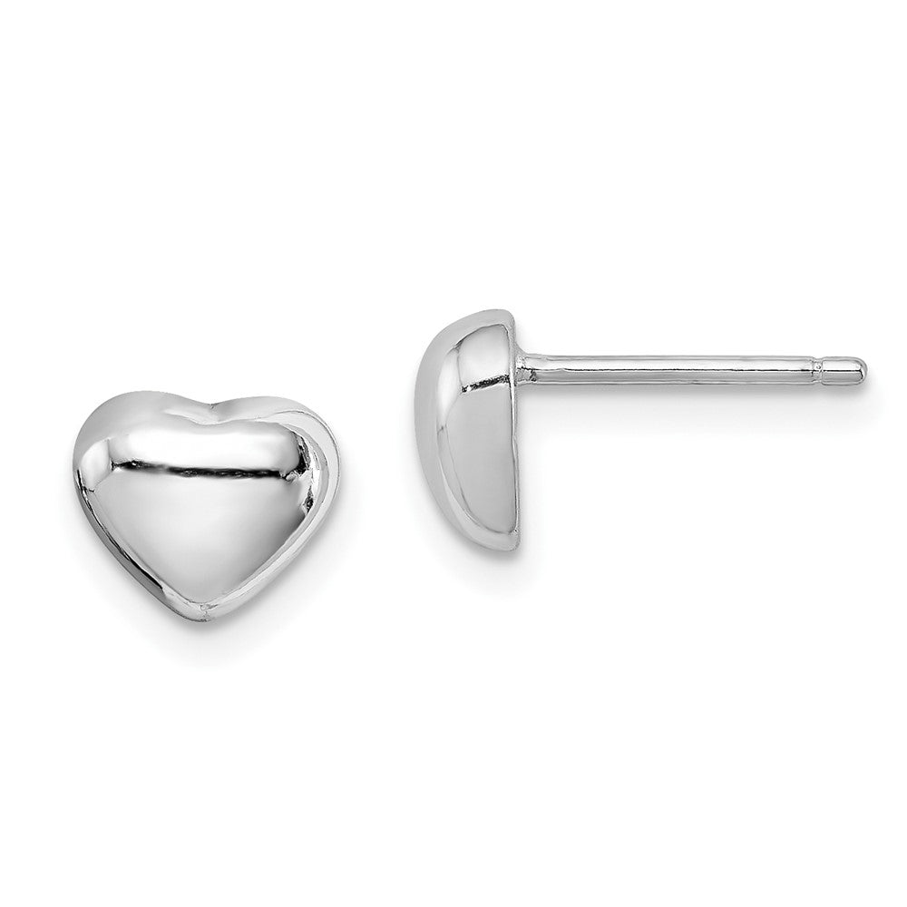 Rhodium-plated Sterling Silver Heart Post Earrings