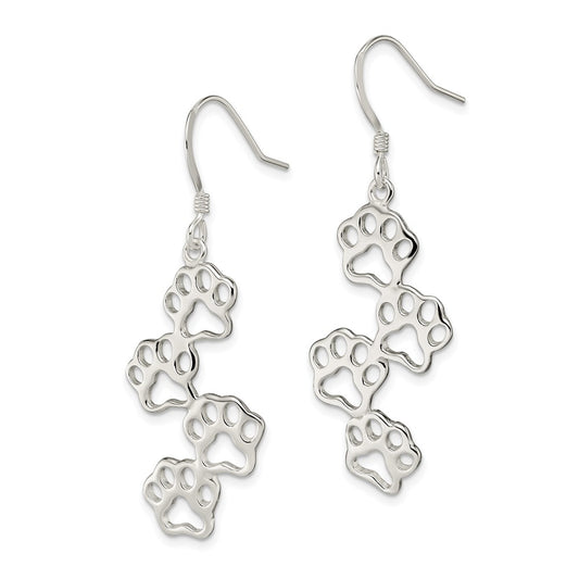 Sterling Silver Dog Paw Prints Earrings