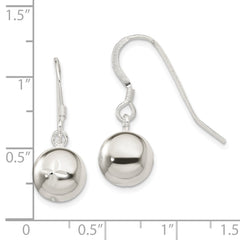 Sterling Silver 10mm Diamond-cut Bead Dangle Earrings