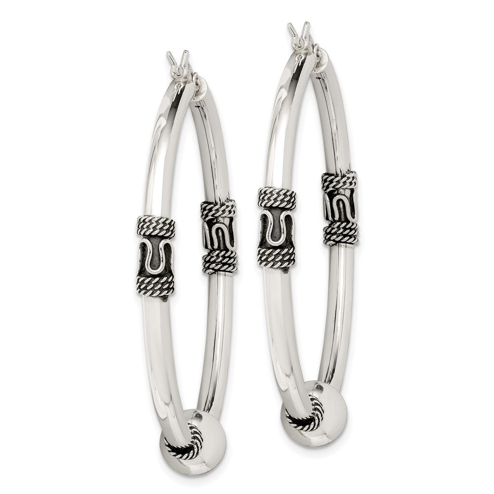 Sterling Silver Antiqued Hoop Earrings