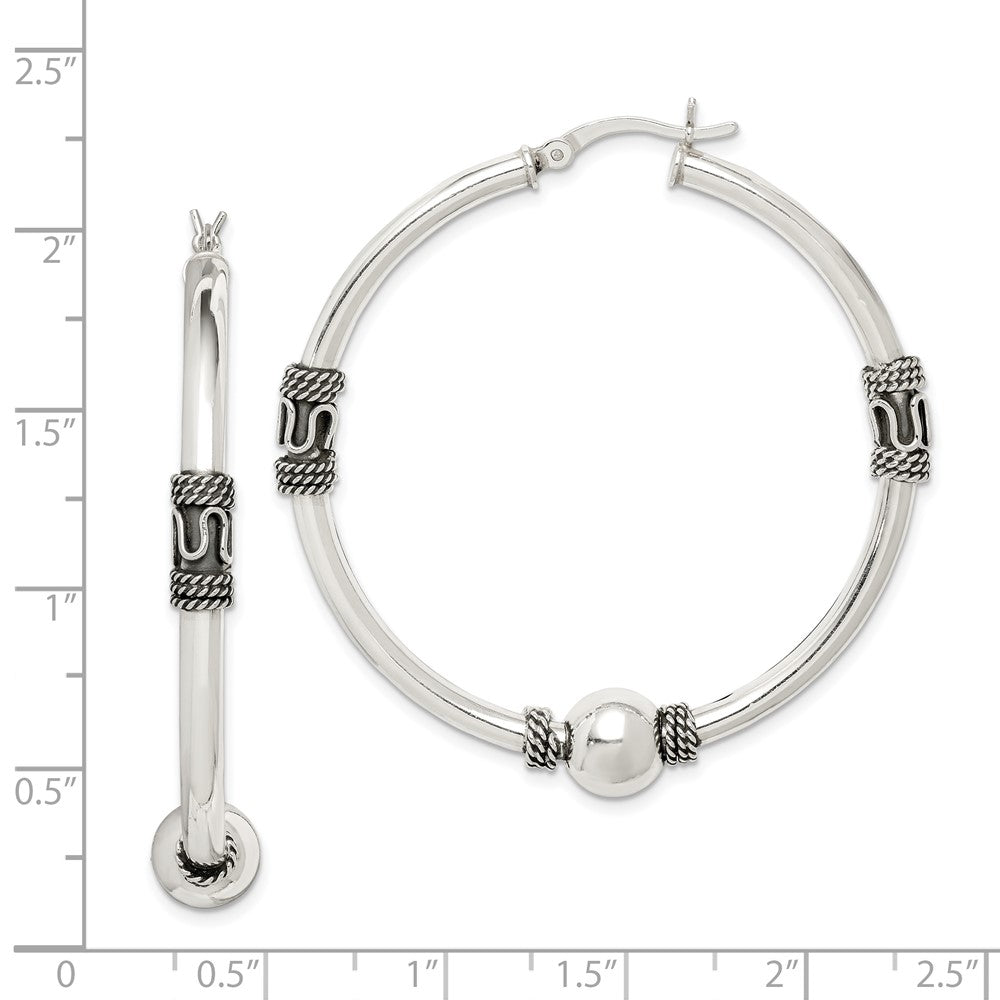 Sterling Silver Antiqued Hoop Earrings