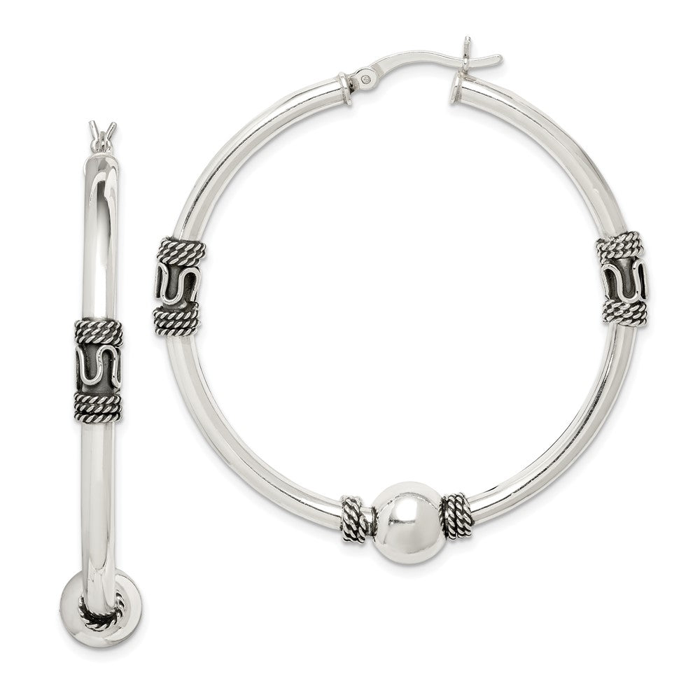 Sterling Silver Antiqued Hoop Earrings