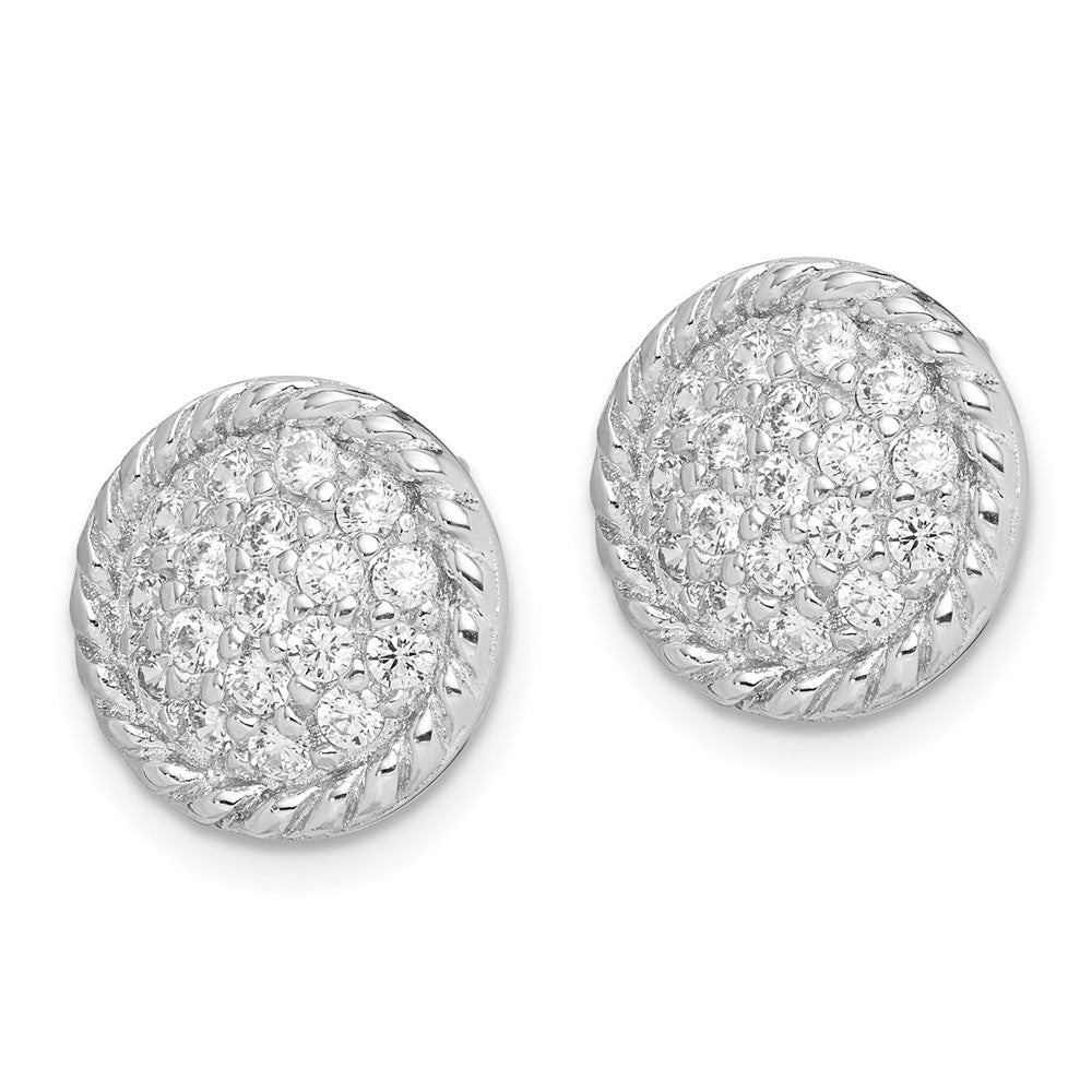 Sterling Silver Round CZ Post Earrings