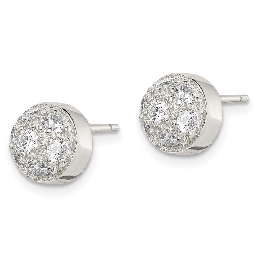 Sterling Silver CZ Half Ball Post Earrings