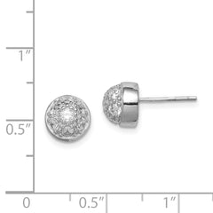 Sterling Silver CZ Half Ball Post Earrings