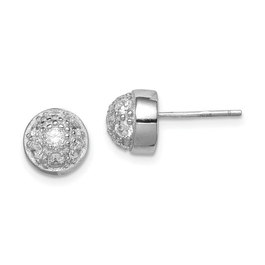 Sterling Silver CZ Half Ball Post Earrings